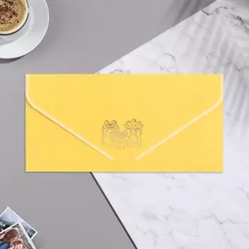 Конверт для денег "Универсальный" бархат, желтый фон, 19х9,3 см