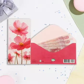 Конверт для денег "Универсальный" цветы, 16,5 х 8,5 см