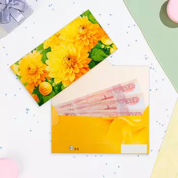 Конверт для денег "Универсальный" цветы, 16,5 х 8,5 см