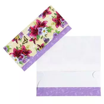 Конверт для денег "Универсальный!" глиттер, цветы, бабочки