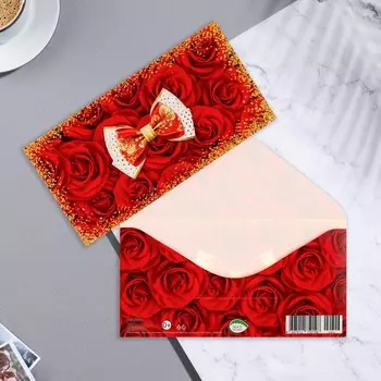 Конверт для денег "Универсальный" глиттер, конгрев, бант, 17х8 см