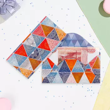 Конверт для денег "Универсальный" глиттер, треугольники, 8х17 см