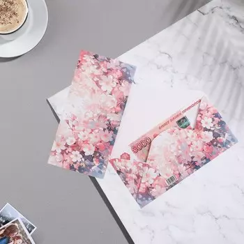 Конверт для денег "Универсальный" розовые цветы, 8х16,3 см