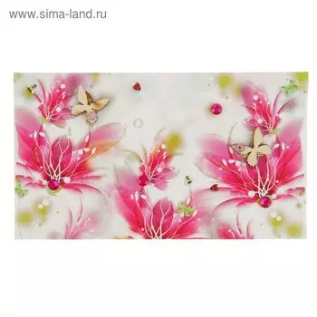 Конверт для денег "Универсальный" розовые цветы, накладные элементы