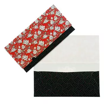 Конверт для денег "Универсальный" тиснение, цветы, красный фон