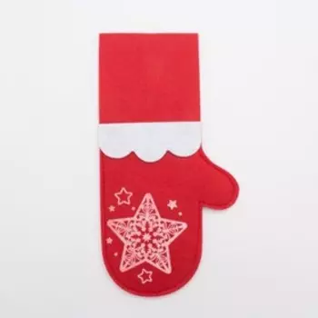 Конверт для столовых предметов «Варежка», 1121 см, 100% п/э, фетр, красный