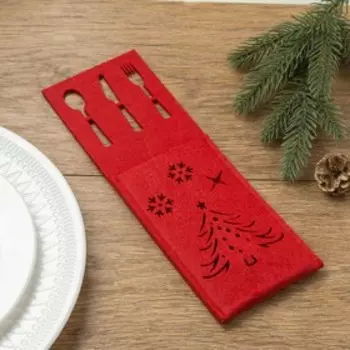 Конверт для столовых приборов Доляна «Новый год», красный, 258, 5 см