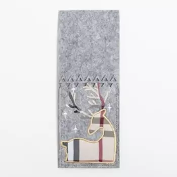Конверт для столовых приборов «Олень», 8.521 см, 100% п/э, фетр, серый
