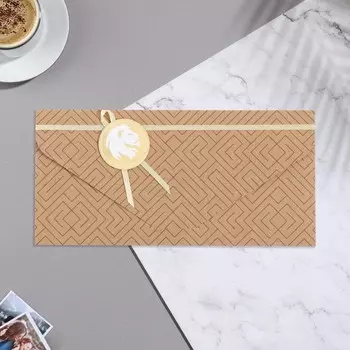 Конверт крафт "Универсальный" ручная работа, лев, 19х9,3 см