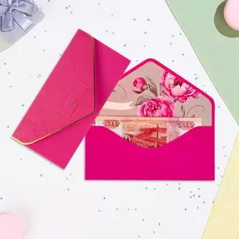 Конверт "От всей души!" вырубка, тиснение, софт тач, сиреневый фон