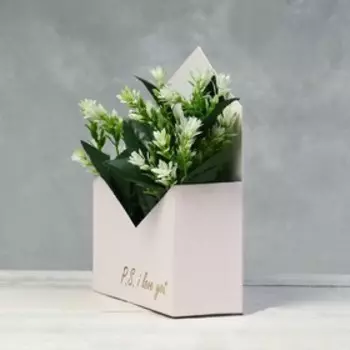 Конверт с золотым тиснением P.S. I love you, белый 18 х 24 х 7 см
