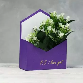 Конверт с золотым тиснением P.S. I love you, фиолетовый 18247 см