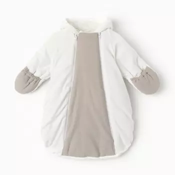 Конверт утепленный для новорожденных, цвет молоко/серый, рост 62 см