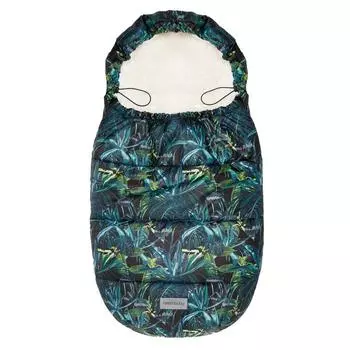 Конверт зимний меховой AmaroBaby Snowy Baby «Тропики», цвет чёрный, 105 см