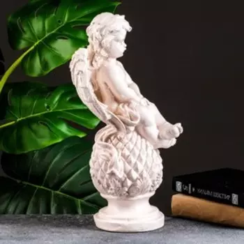 Копилка для денег «Ангел сидит на ананасе», гипс, состаренная, 1838 см