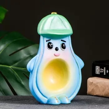 Копилка "Авокадо в кепке" голубой/зеленый, 20 см