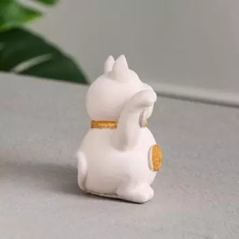 Копилка "Азиатский кот", бежевая, гипс, 11 см