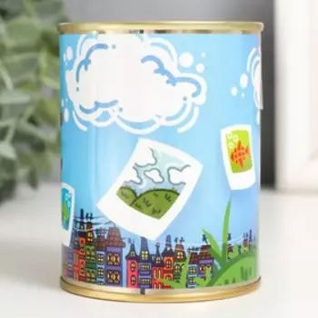 Копилка-банка металл "Котик фотограф"