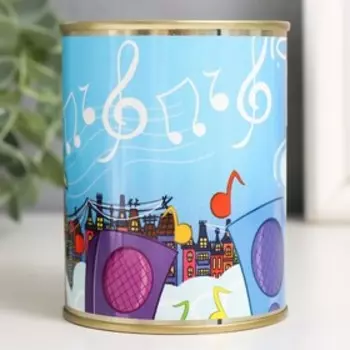 Копилка-банка металл "Котик певец"