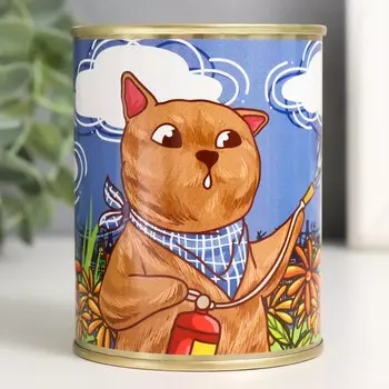 Копилка-банка металл "Котик поливает"