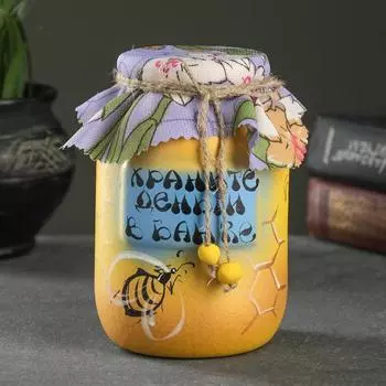 Копилка "Банка" желтая, 9х9х15см