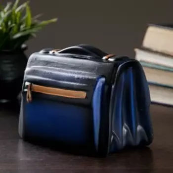 Копилка "Барсетка" синий, 10х17х14см