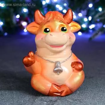 Копилка "Бычок с лапкой" рыжий, 19см