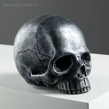 Копилка "Череп", глянец, серебристый цвет, 16 см