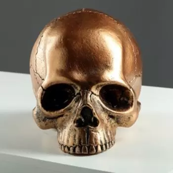 Копилка "Череп", глянец, золотистый цвет, 16 см