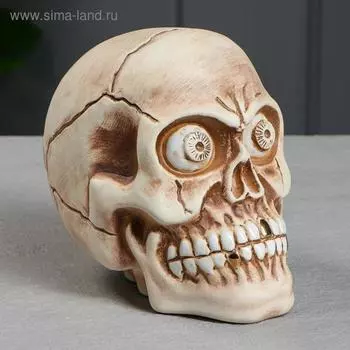 Копилка "Череп", под шамот, керамика, 16 см, микс