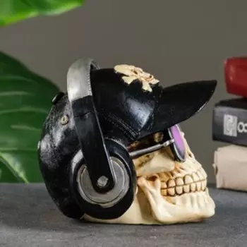 Копилка для денег «Череп Весёлый Роджер», полистоун, чёрная кепка, 15.51613 см