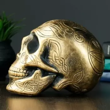 Копилка для денег «Череп», гипс, золото 1713 см