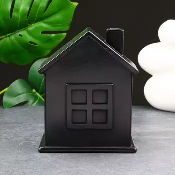 Копилка "Дом" черная с белым маркером, 21 см