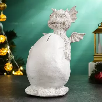 Копилка "Дракон" белый камень, 12х17х22см