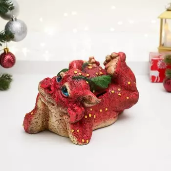 Копилка "Дракончик мечтатель" красная, 28х17,5х13см