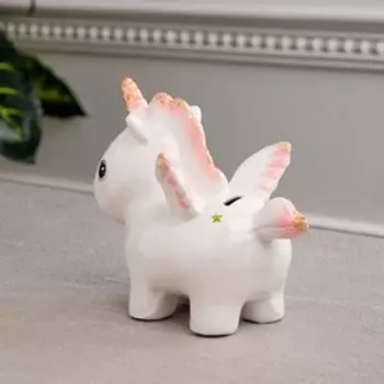 Копилка "Единорожка", белая, керамика, 13 см