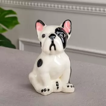 Копилка "Французский бульдог", глянец, белый цвет, 19 см