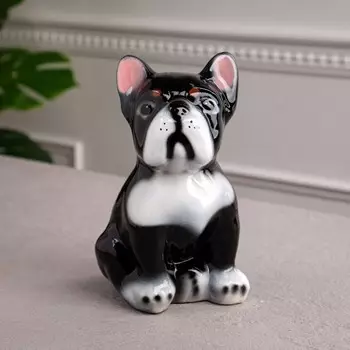 Копилка "Французский бульдог", глянец, чёрный цвет, 19 см