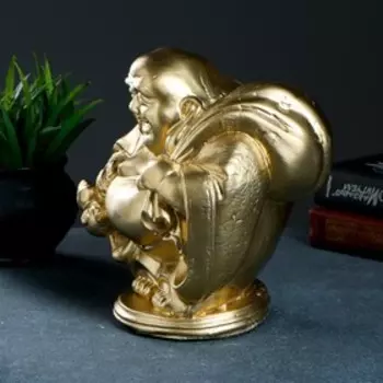 Копилка для денег «Хотей с мешком», гипс, золото, 2222 см