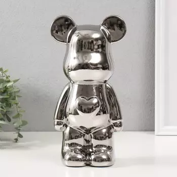 Копилка керамика "Мишка" серебро 11х13,5х28,5 см