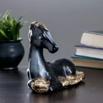 Копилка "Конь на деньгах" черный, 18х10см