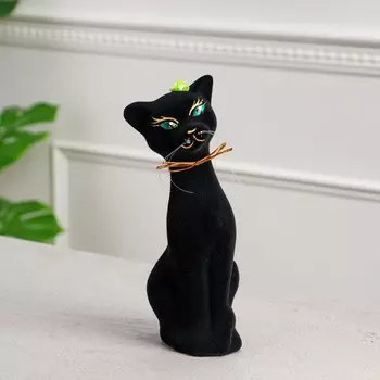 Копилка "Кошка Аннет", флок, чёрная, 24 см
