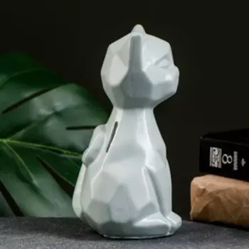 Копилка "Кошка геометрическая" серо-зеленая, 19см