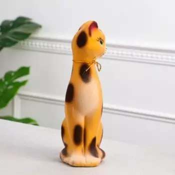 Копилка "Кошка Камилла", флок, бежевый леопард, 28 см