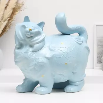 Копилка "Кошка пузатая" серо-голубая, 31х20х31см