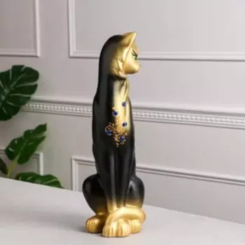 Копилка "Кошка Сиамская", стразы, чёрно-золотая, 43 см
