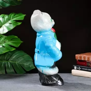 Копилка для денег «Кот большой с тюльпанами», гипс, серый, 202341 см, МИКС