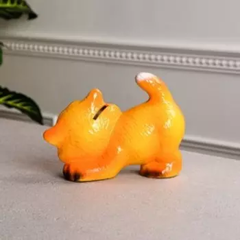 Копилка "Кот Хвостик", жёлтая, керамика, 17х23 см