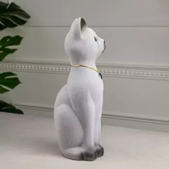 Копилка "Кот Кузя", покрытие флок, серая, 35 см