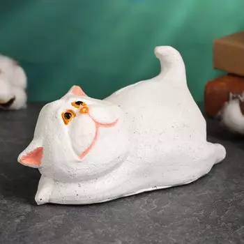 Копилка для денег «Кот толстяк на животе», полистоун, белый, 10189 см